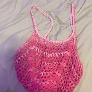 pink crochet bag
